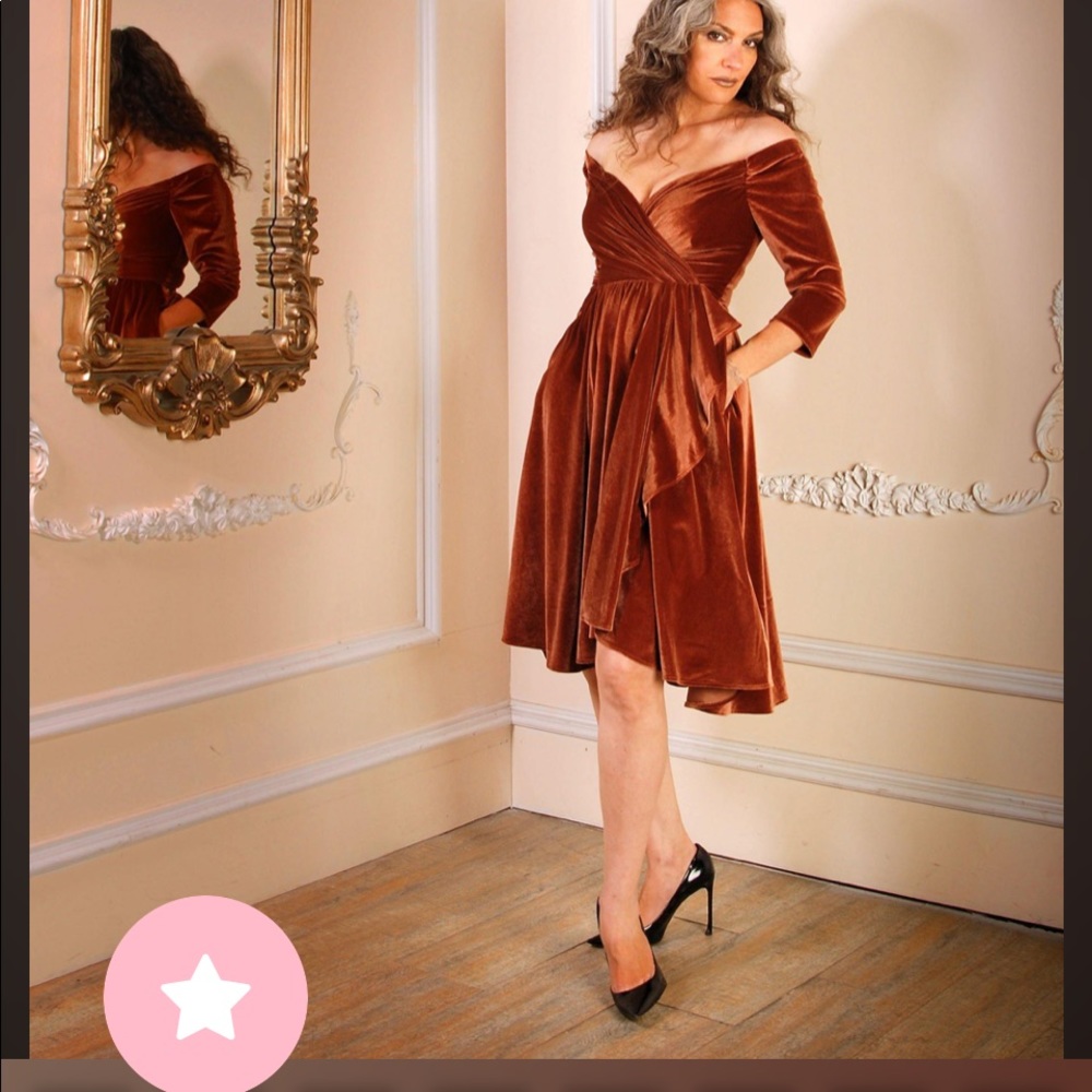 Laura Byrnes Pinup Girl Monica dress in rose gold size 2x